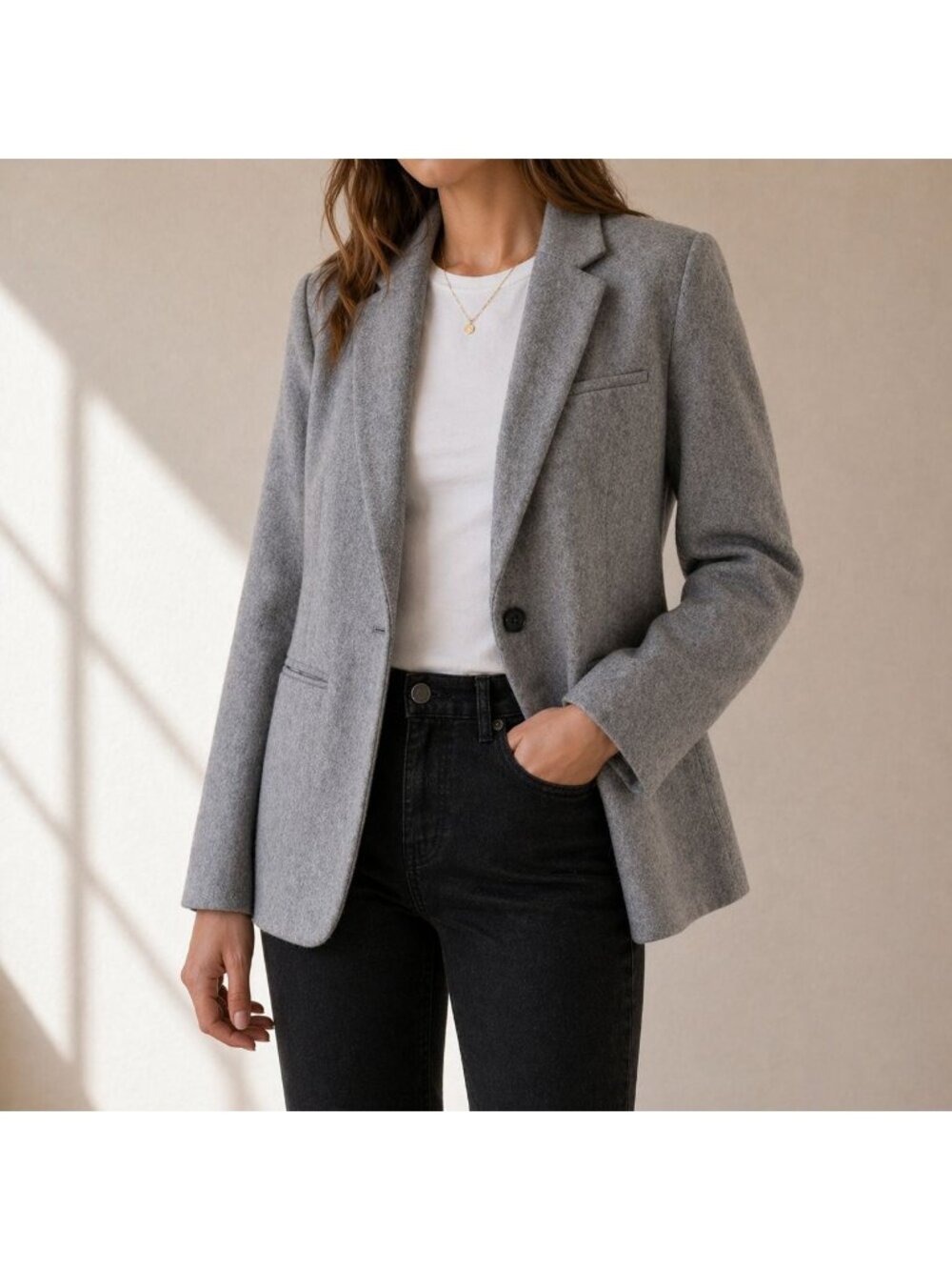 NWT HL Heartloom Joplin Blazer Women’s Size L Gray Wool Blend Tailored Jacket